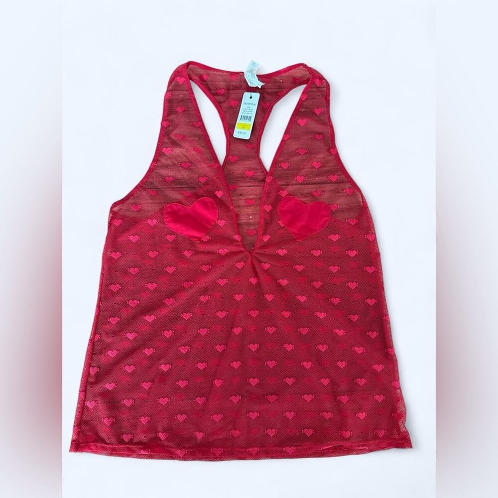 NWT Skarlett Blue Medium Red mesh heart racer back tank top